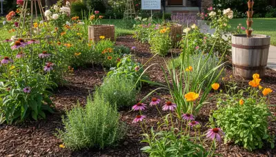 Organic landscape beds with vibrant plants and mulch by Chop Chop Landscaping in Modesto, CA