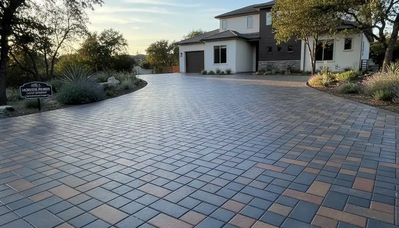 Interlocking paver driveway installation by professional landscapers in Modesto, CA