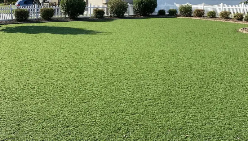 Fresh hydroseed layer evenly applied on prepared soil by professional landscapers in Modesto, CA