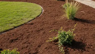 Fresh mulch installation with clean edges and rich color by landscaping pros in Modesto, CA