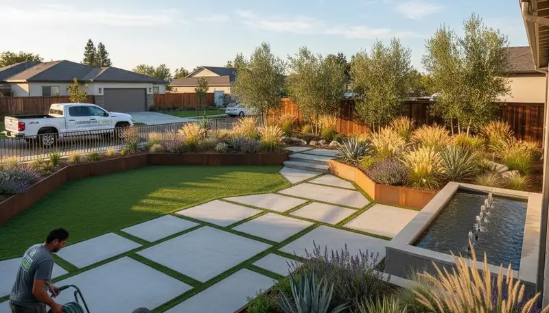 Modesto, CA landscaping services for residential yard design and lawn maintenance