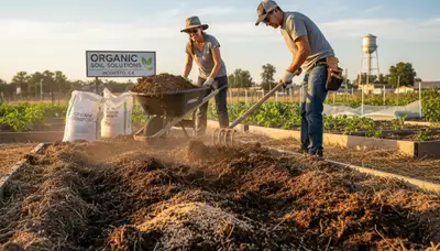 Organic soil amendment and compost application by professional landscapers in Modesto, CA