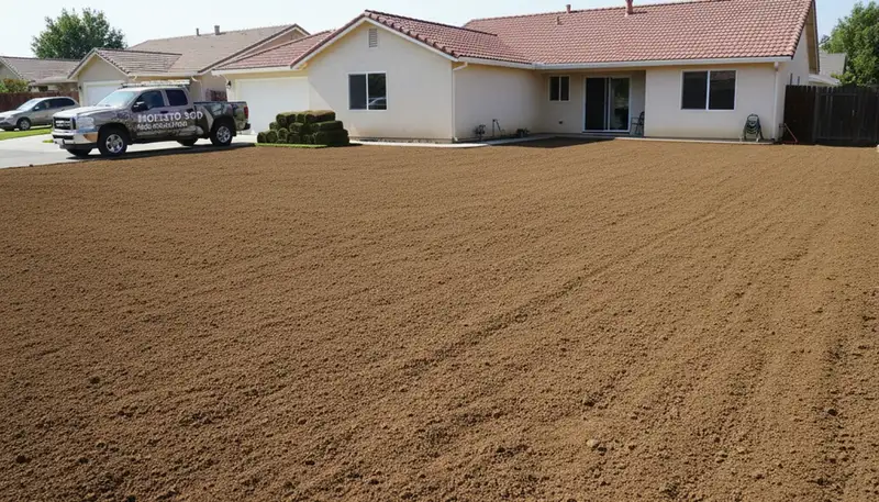 Graded soil surface ready for sod installation by landscaping experts in Modesto, CA